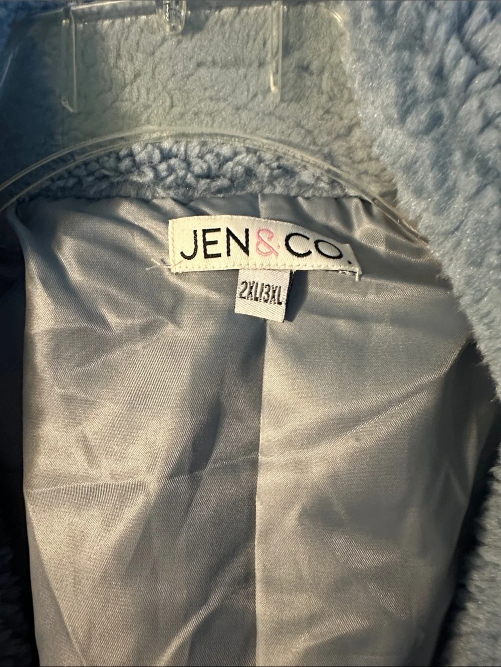 Plush Teddy Coat in Light Blue - Cozy Open-Front Jacket